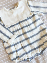 Load image into Gallery viewer, Square Collar Romper - Farmhouse Ticking Stripe
