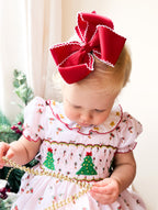 The Hair Bow - Traditional Red w/ Red Picot Trim