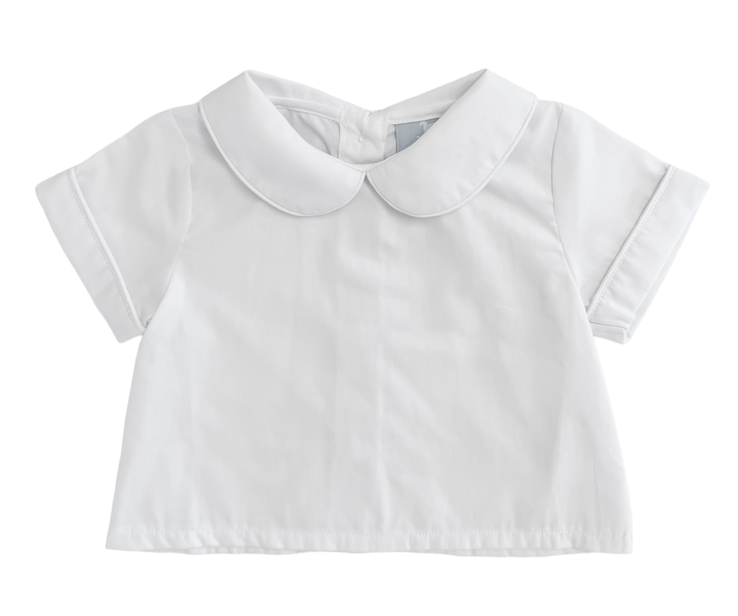 Piped Collar Blouse - Classic White