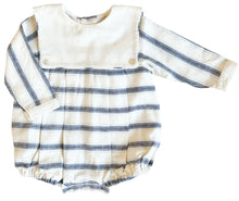 Load image into Gallery viewer, Square Collar Romper - Farmhouse Ticking Stripe
