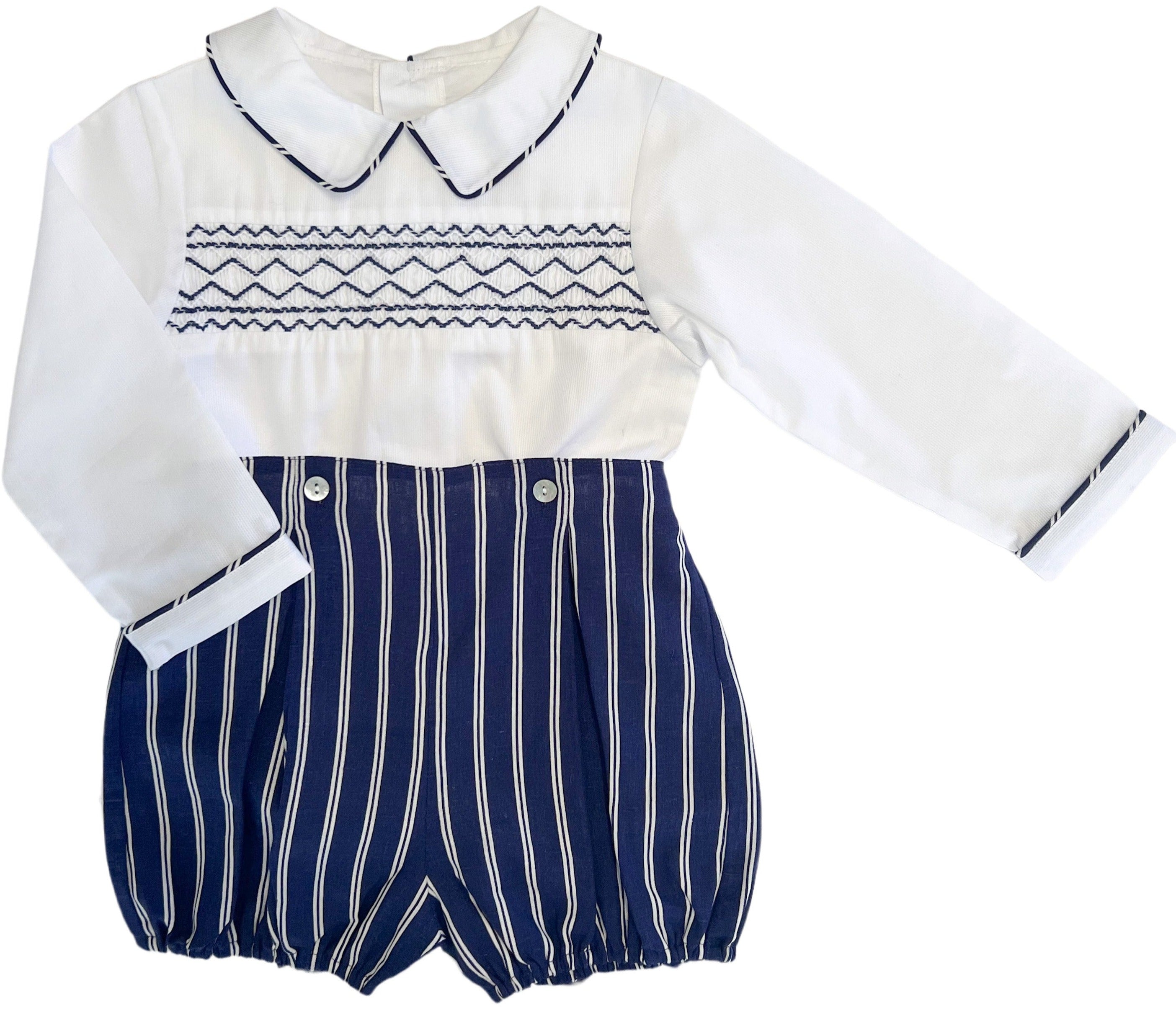 The Buster Suit - French Navy Pinstripe