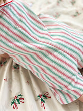 Load image into Gallery viewer, The Smocked Shortall  - Festive Stripe
