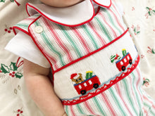 Load image into Gallery viewer, The Smocked Shortall (2022) - Festive Stripe

