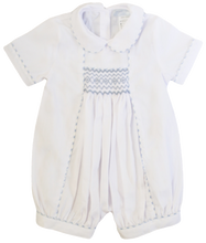 Load image into Gallery viewer, The Smocked Shortie - Ivory/Blue Gingham
