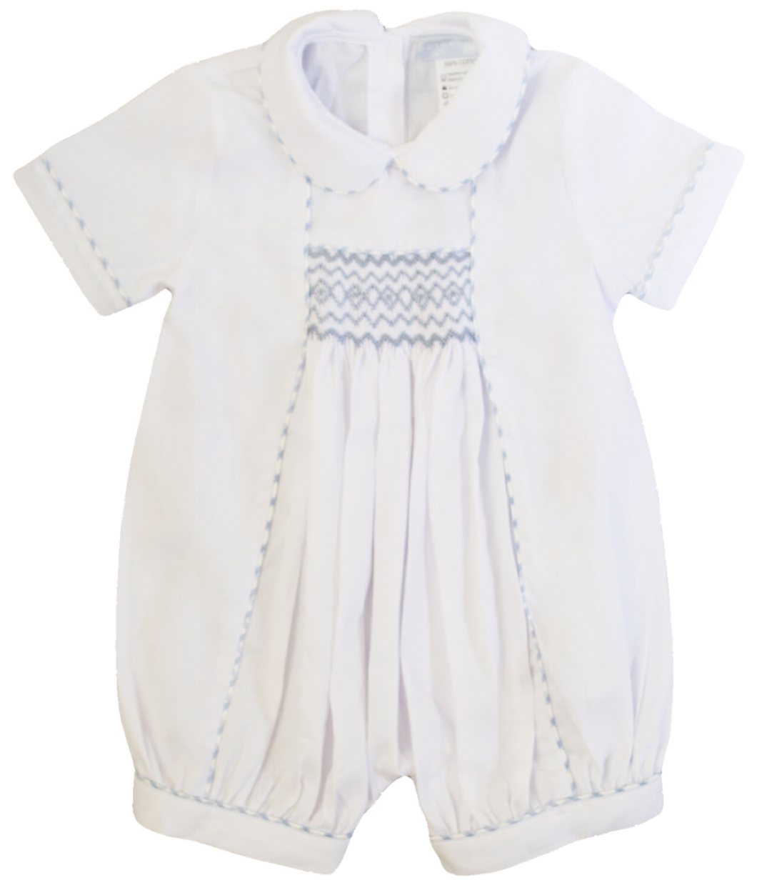 The Smocked Shortie - Ivory/Blue Gingham