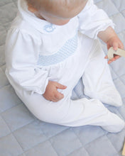 Load image into Gallery viewer, The Layette Smocked Babygrow - Classic Blue
