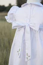 {Sutherby Girl’s} Signature Smocked Dress ~ White/Pink Rosebuds