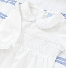 Load image into Gallery viewer, The Layette Smocked Babygrow - White
