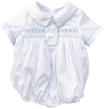 Load image into Gallery viewer, The Smocked Romper - Ivory/Blue
