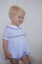 Load image into Gallery viewer, The Traditional Smocked Romper - French Navy/Pale Blue
