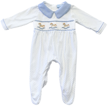 Load image into Gallery viewer, The Smocked Babygrow - Rocking Horse w/ Blue Dot
