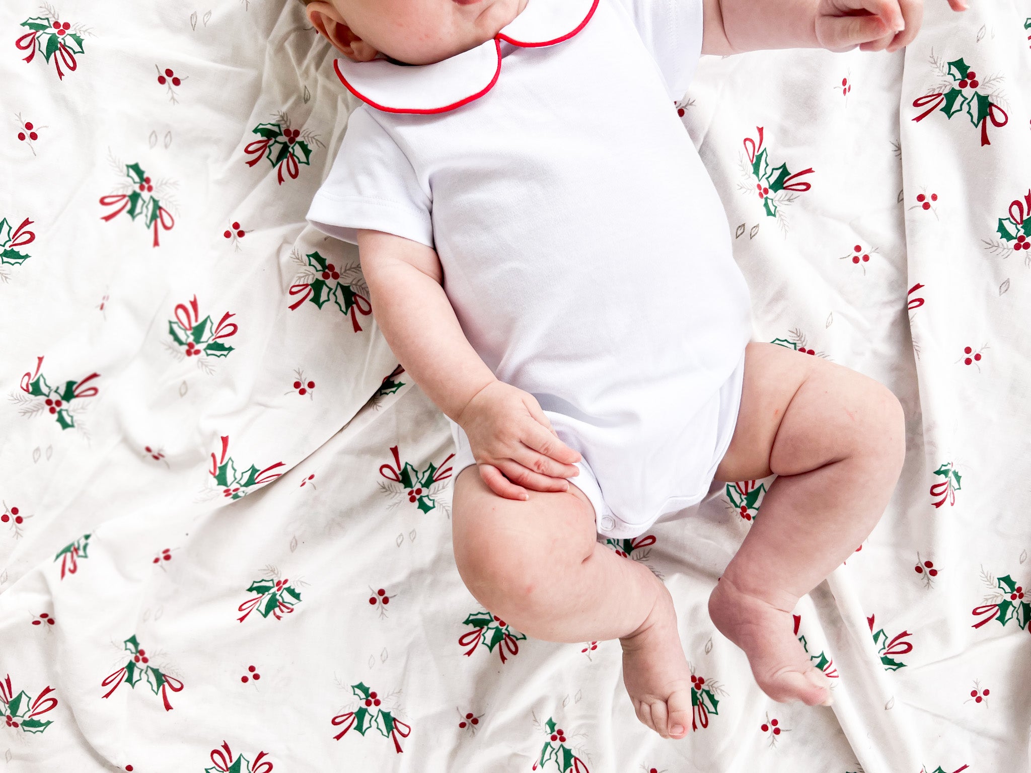 The Collared Bodysuit SS - White/Traditional Red