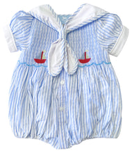 Load image into Gallery viewer, The Smocked Romper - Nautical Stripe
