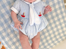 Load image into Gallery viewer, The Smocked Romper - Nautical Stripe
