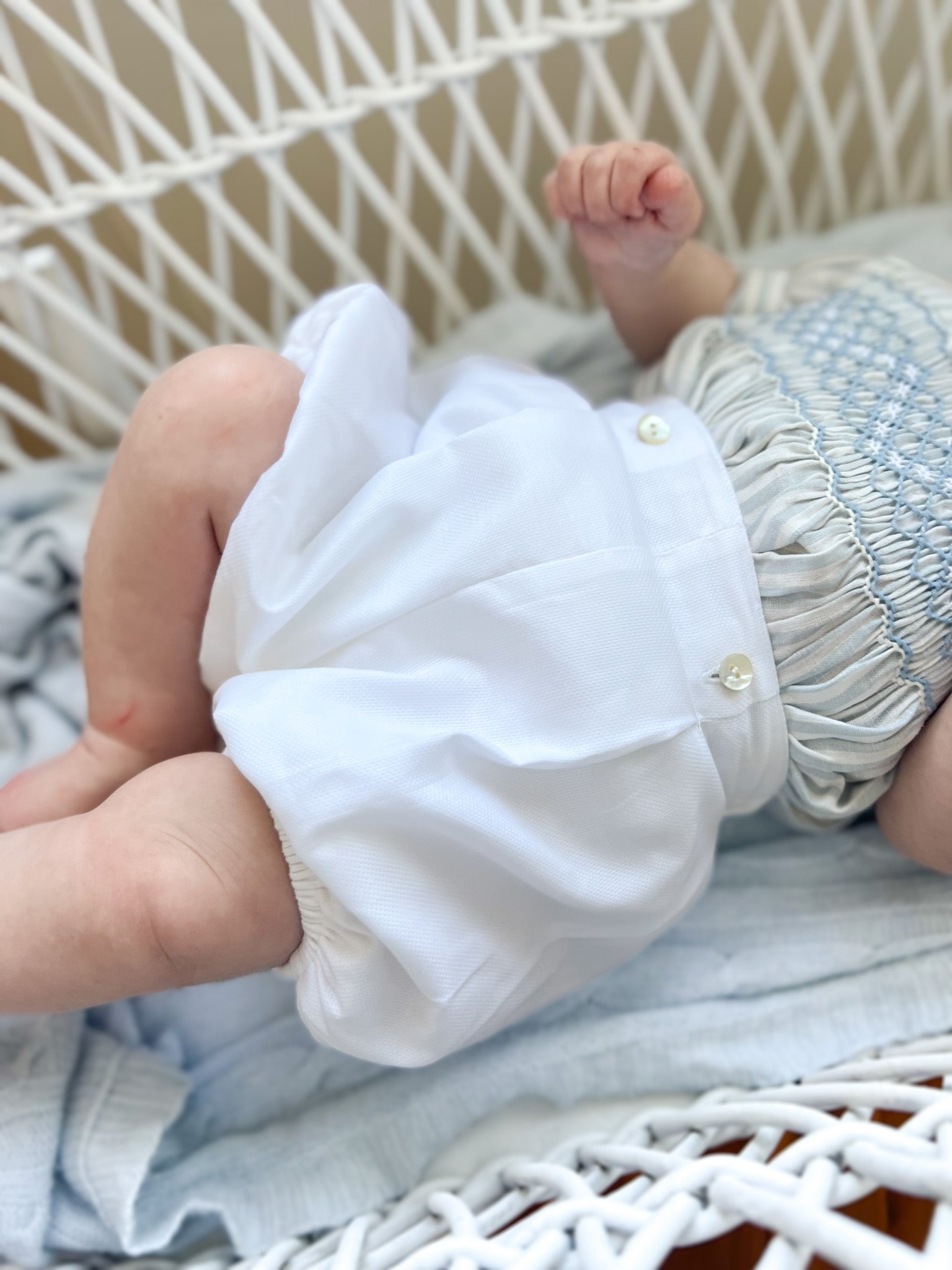 The Buster Suit - Duck Egg Blue Stripe