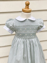 Load image into Gallery viewer, The Smocked Dress - Sage Gingham
