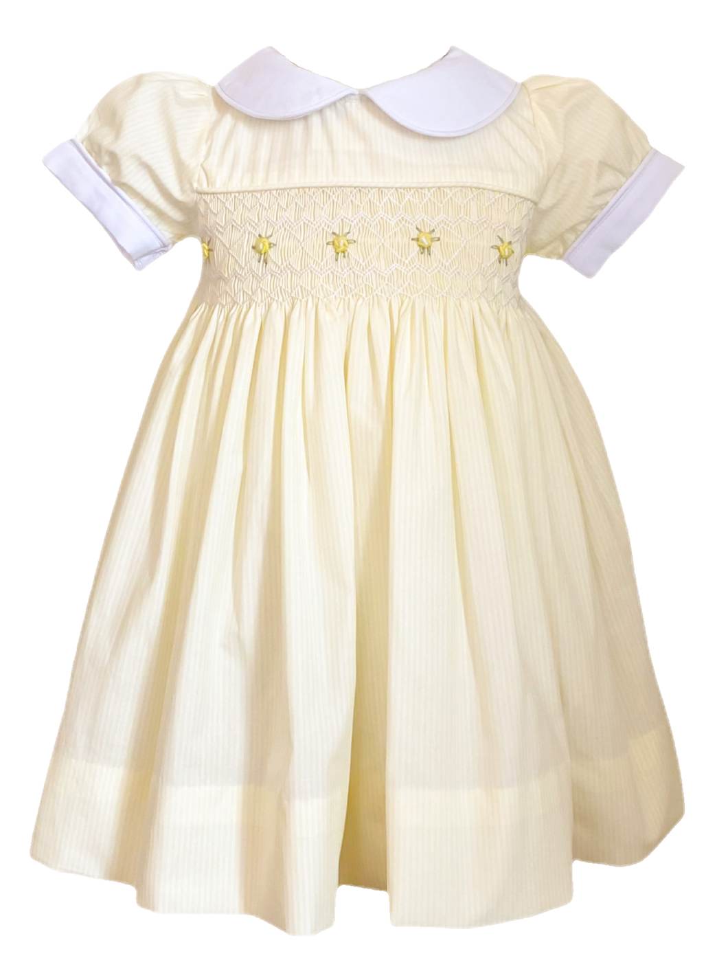 The Smocked Dress - Pastel Yellow Stripe