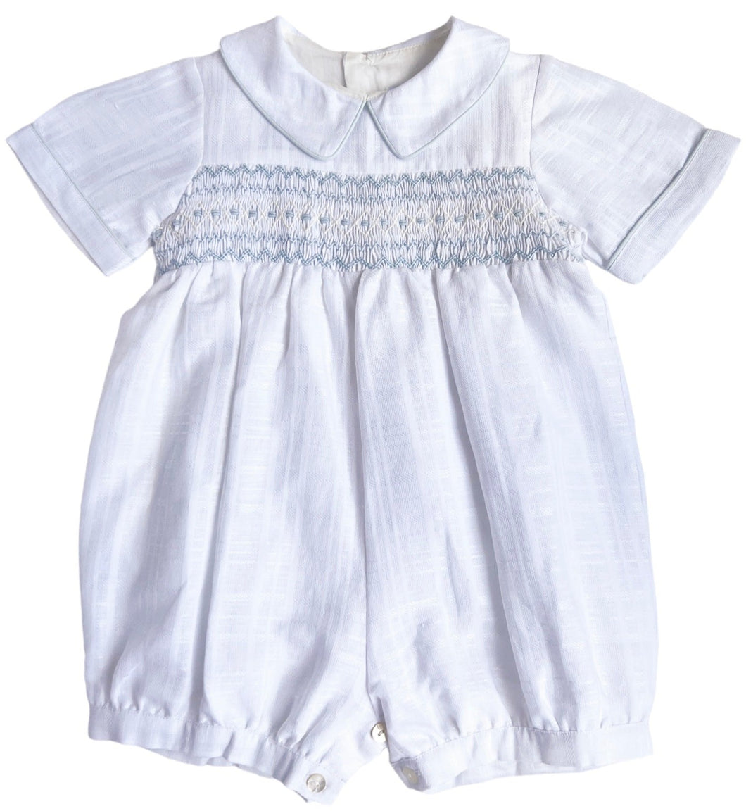The Smocked Shortie - Periwinkle White Linen
