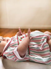 Load image into Gallery viewer, The Smocked Romper - Festive Stripe
