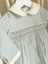 Load image into Gallery viewer, The Smocked Romper - Sage Gingham
