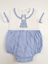 Load image into Gallery viewer, The &#39;Teddy&#39; Applique Romper - Blue Gingham
