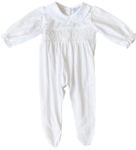 Load image into Gallery viewer, The Layette Smocked Babygrow - White

