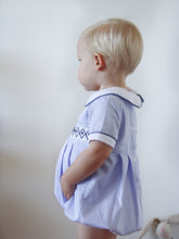 Load image into Gallery viewer, The Traditional Smocked Romper - French Navy/Pale Blue
