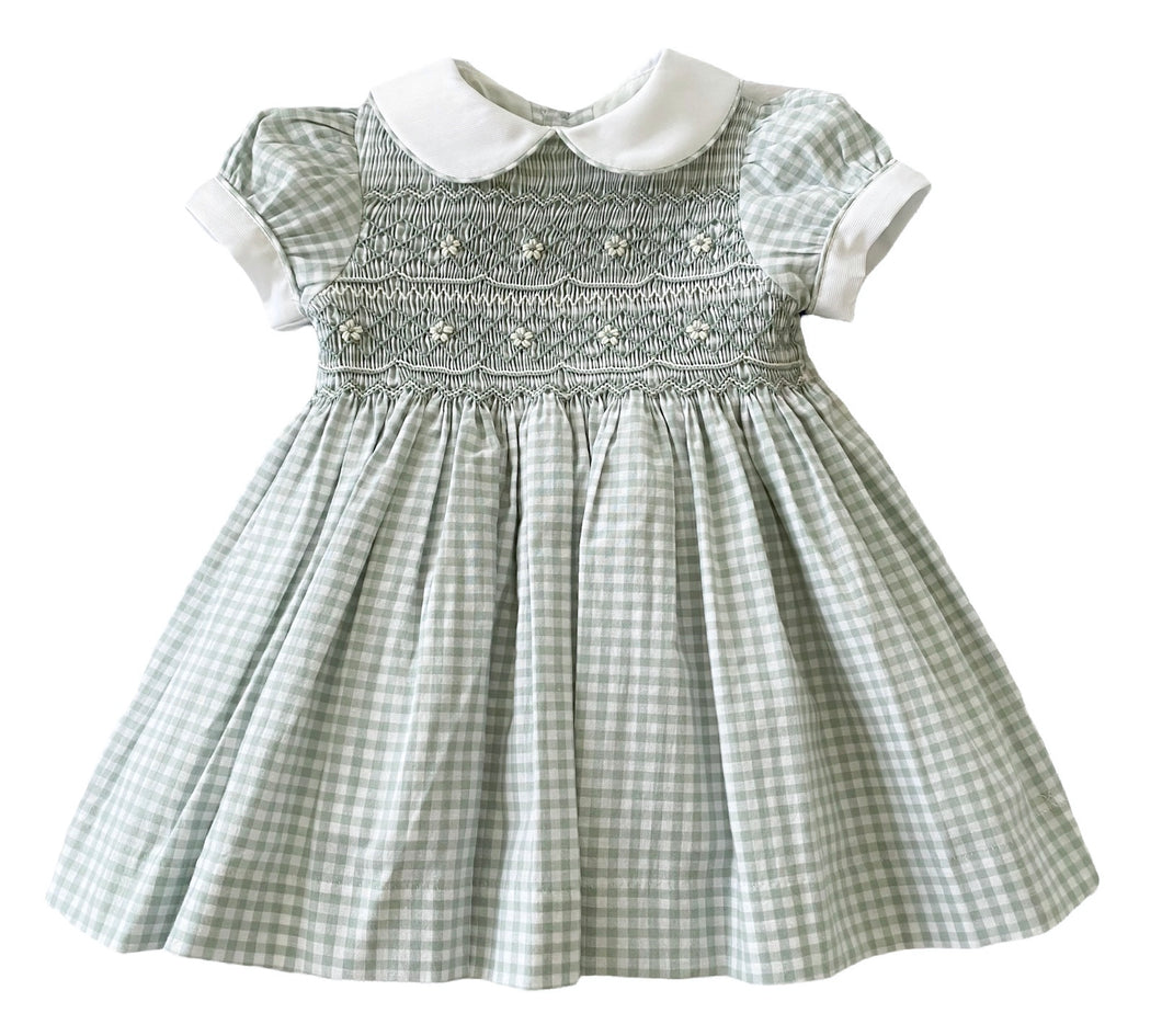 The Smocked Dress - Sage Gingham
