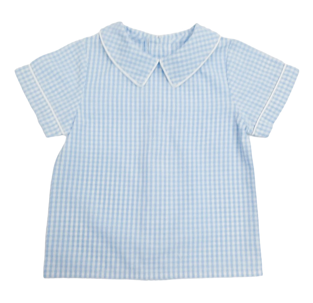 The Preppy Blouse - Pale Blue Gingham