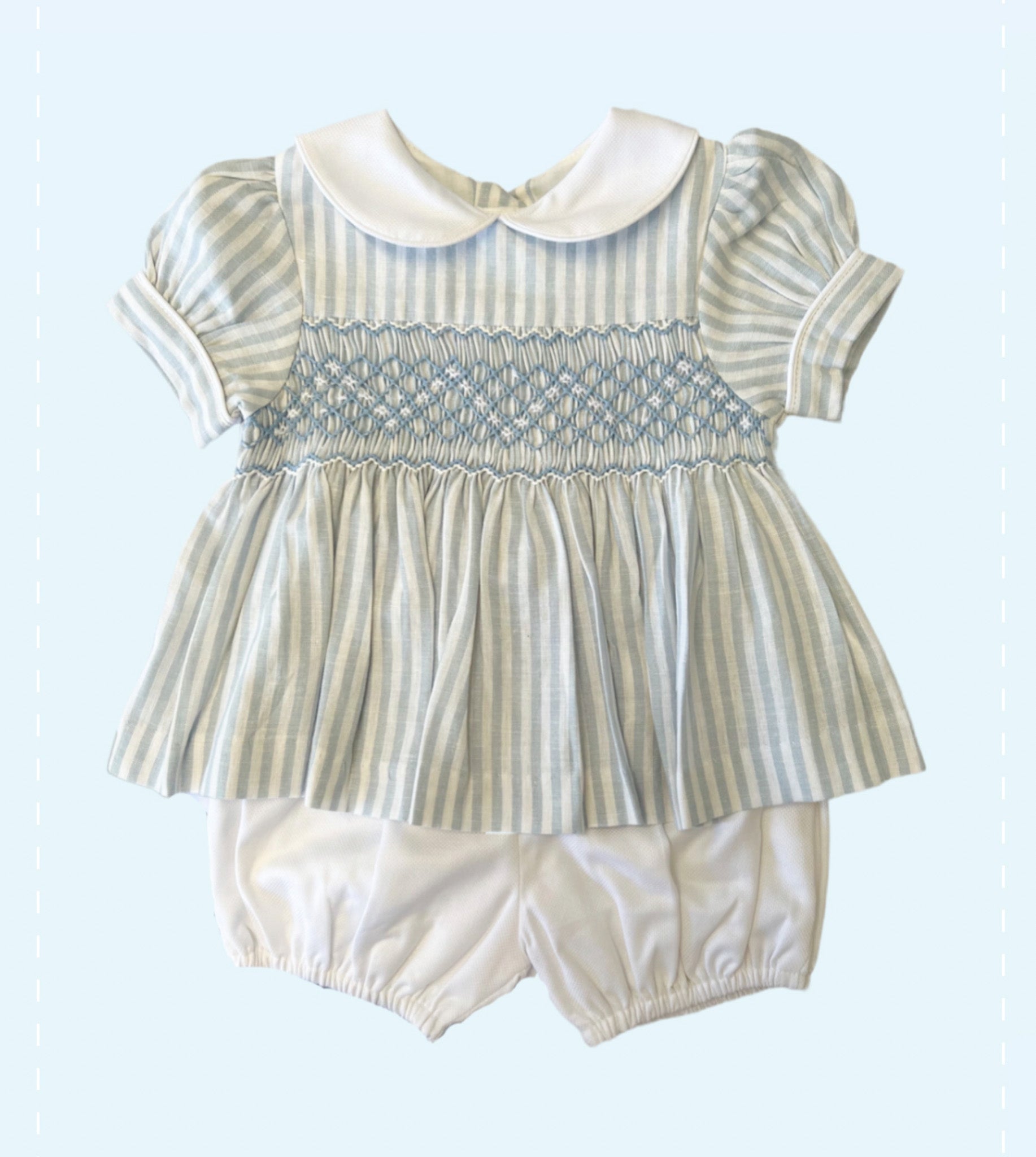 The Buster Suit - Duck Egg Blue Stripe