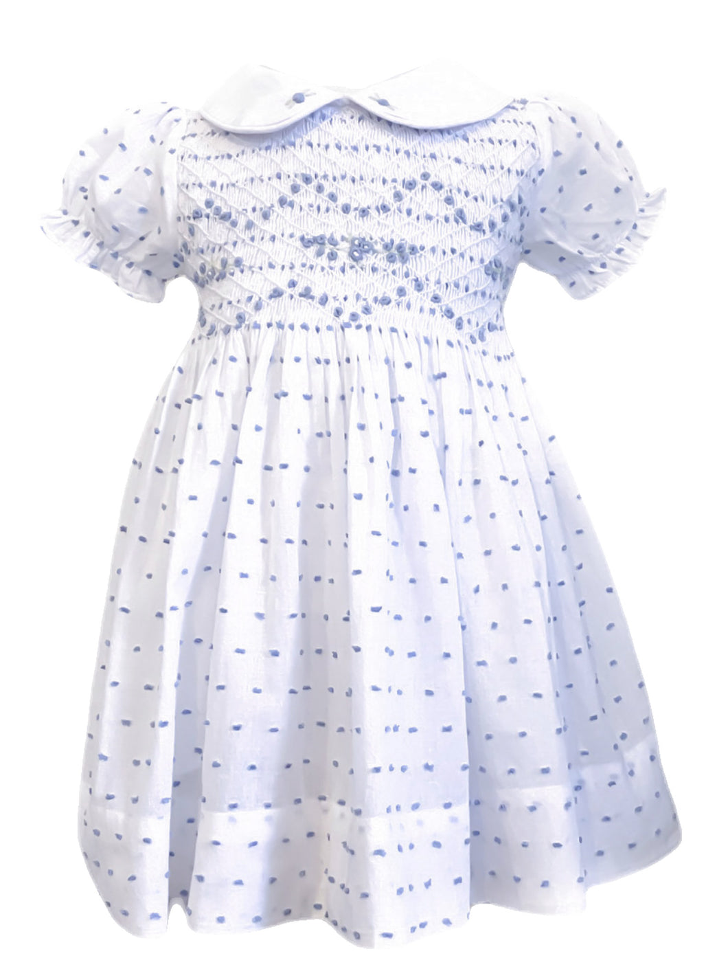 The Smocked Dress - Traditional Blue Swiss Dot