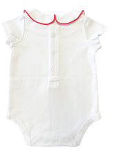 Load image into Gallery viewer, The Collared Bodysuit SS - White/Traditional Red
