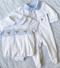 Load image into Gallery viewer, The Layette Coverall - Blue Teddy
