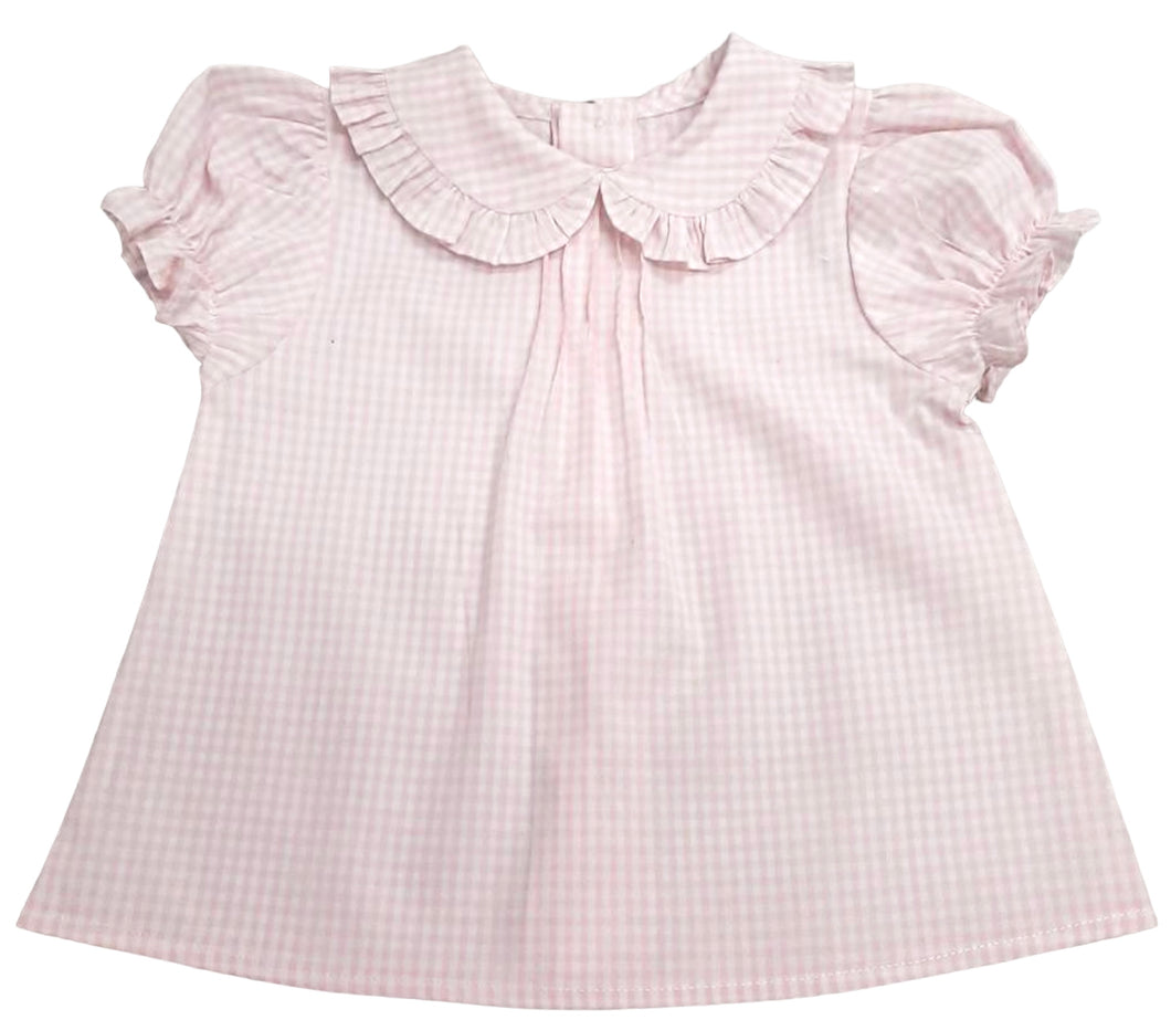 The Preppy Blouse - Pale Pink Gingham