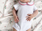 The Collared Bodysuit SS - White/Traditional Red
