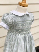 Load image into Gallery viewer, The Smocked Dress - Sage Gingham
