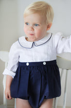 Load image into Gallery viewer, The &#39;James&#39; Romper - French Navy/White Linen
