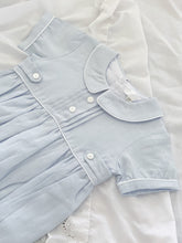 Load image into Gallery viewer, The Classic Romper - Tab Button Blue Linen
