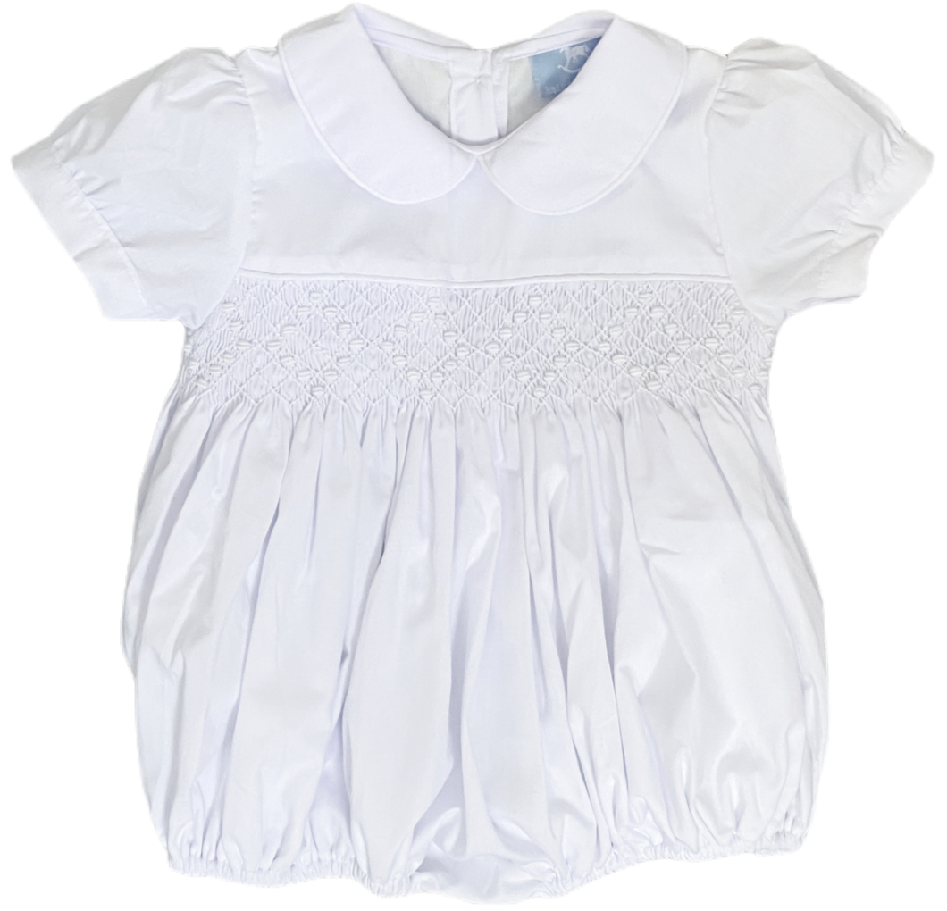 The Smocked Romper - White - ONE 1 TO 2 YRS LEFT!