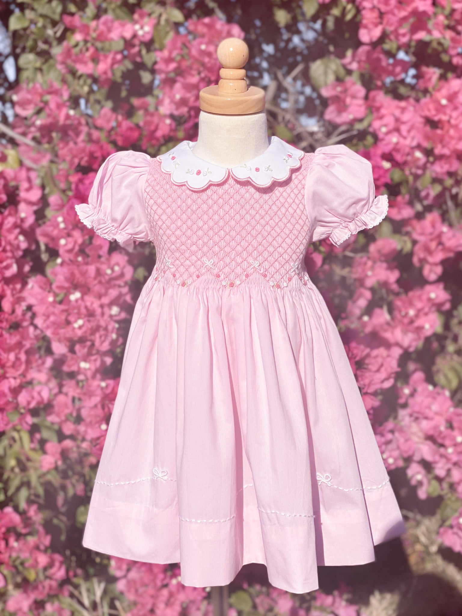 {Sutherby Girl’s} Signature Smocked Dress ~ Pink/Rosebuds & Bows