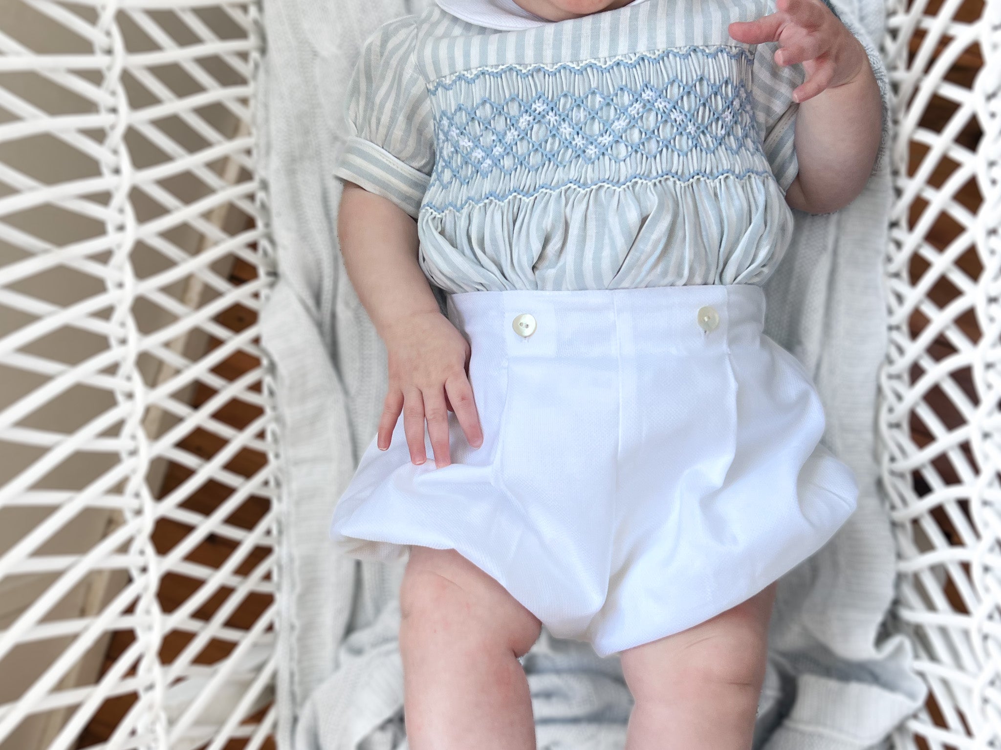 The Buster Suit - Duck Egg Blue Stripe