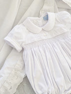 {Sutherby Boys} Signature Pintuck Smocked Romper - White