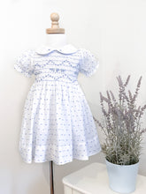 Load image into Gallery viewer, The Smocked Dress - Traditional Blue Swiss Dot
