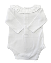 Load image into Gallery viewer, The Ruffle Collared Bodysuit - White Linen - RESTOCKED
