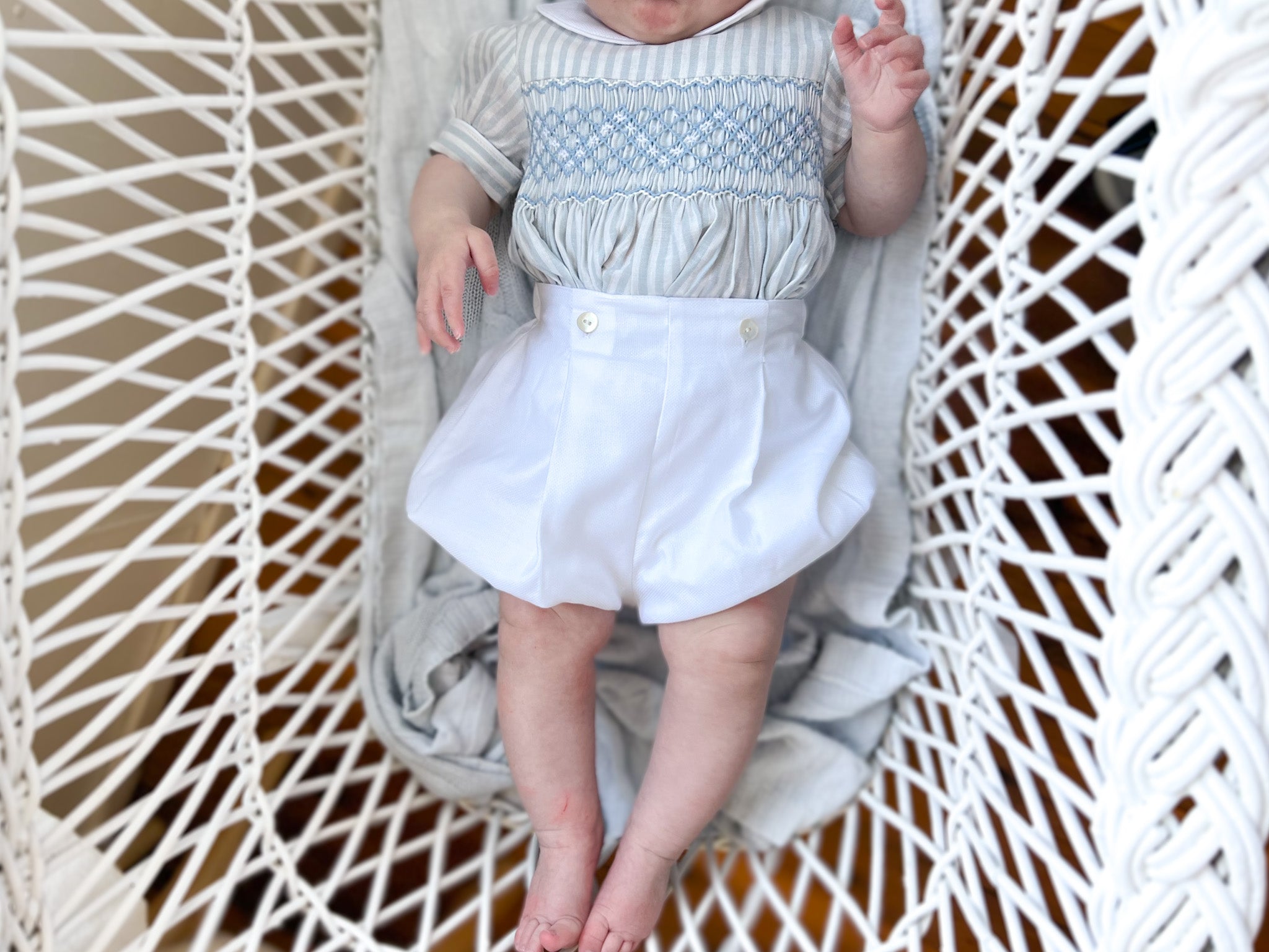 The Buster Suit - Duck Egg Blue Stripe