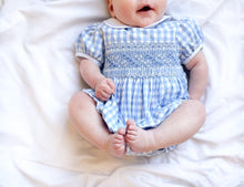 Load image into Gallery viewer, The Smocked Romper - Blue Gingham
