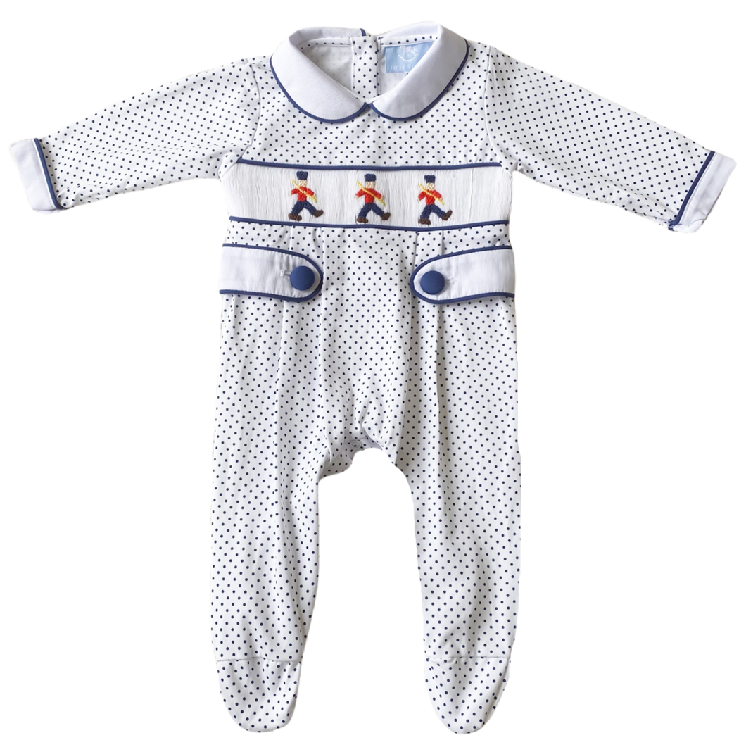 The Layette Smocked Babygrow - Toy Soldier