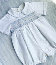 Load image into Gallery viewer, The Smocked Shortie - Periwinkle White Linen

