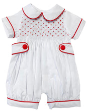 Load image into Gallery viewer, The Smocked Shortie - Heirloom White/Classic Red
