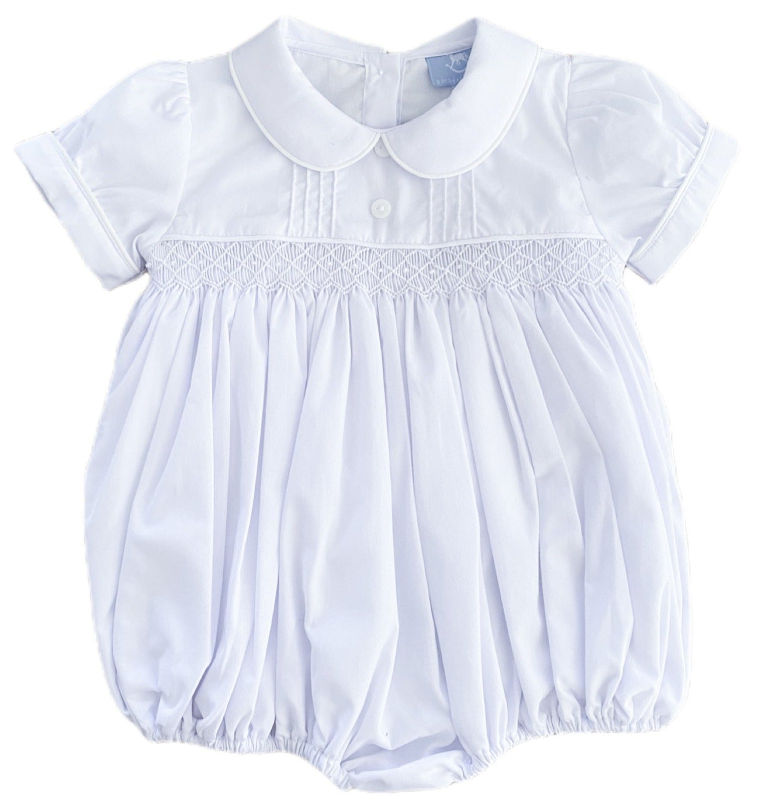 {Sutherby Boys} Signature Pintuck Smocked Romper - White
